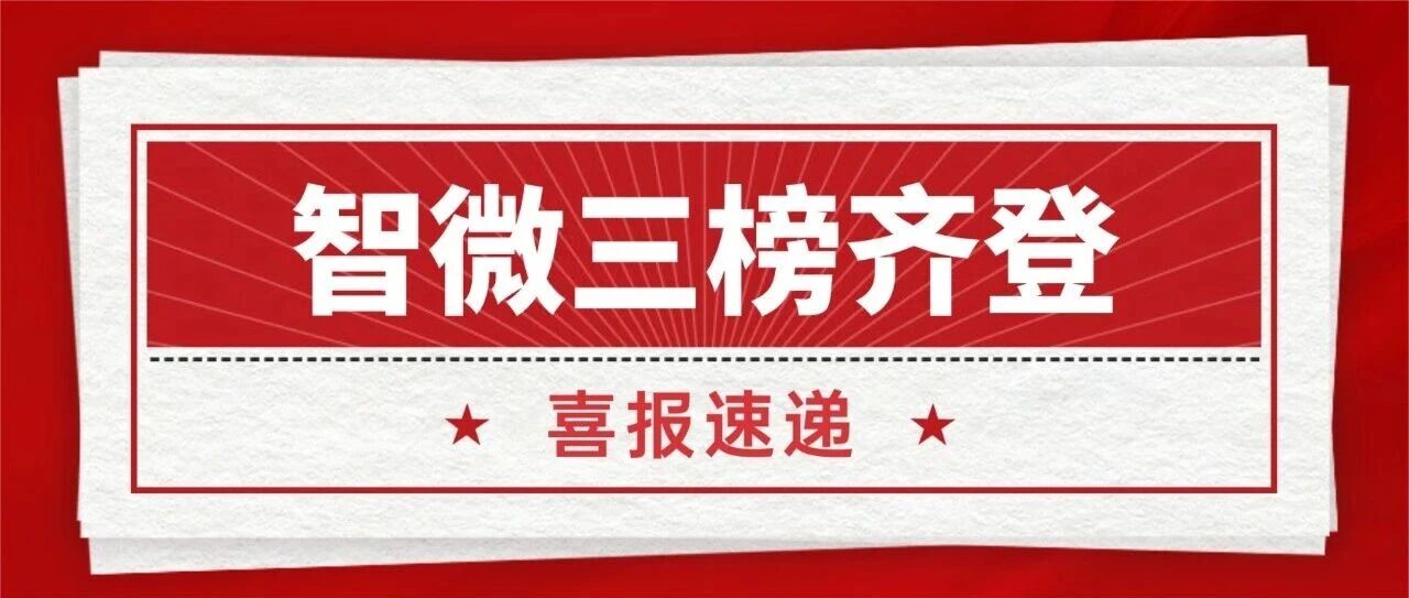 喜报！智微智能三榜齐登，排名持续攀升